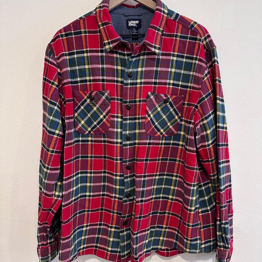Lands’ End Multi-Colored Heavyweight Flannel Shirt